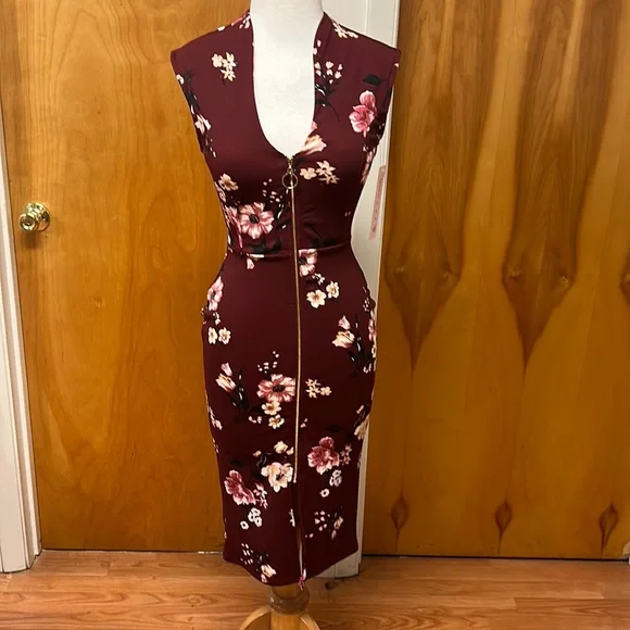 Crave Fame zipper front sleeveless midi dress size small - Picture 1 of 4